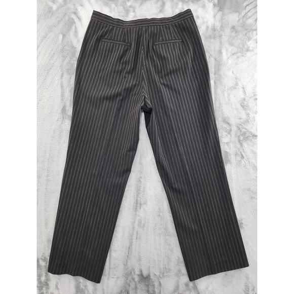 Vintage Liz Claiborne Kylie Pin Striped Pleated Trouser Pants Size 14P Black Tan - Picture 3 of 15